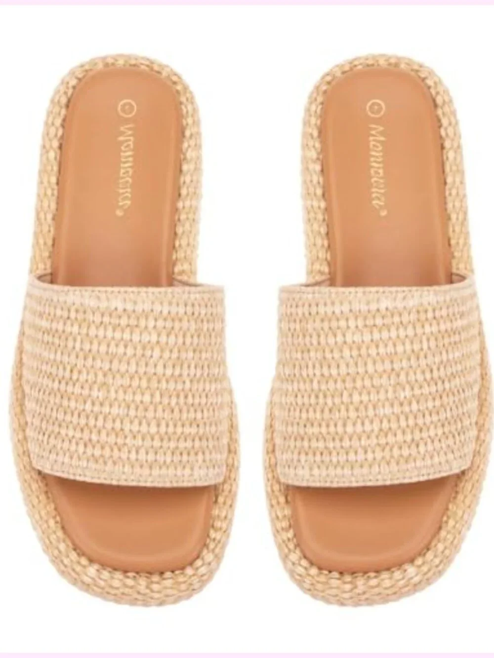 Woven Raffia Espadrille Platform Sandals Slides Flatform Beach Vacation Shoes